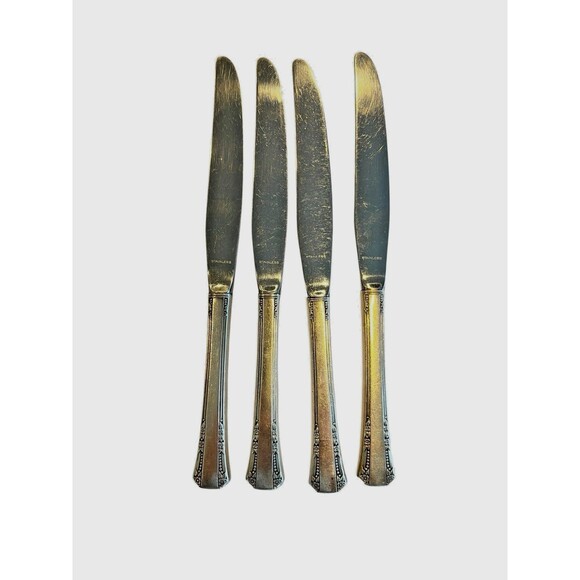 1881 Rogers Del Mar Vintage Silverplate Oneida Silver Dinner Knives 4 Pcs 2408 - Picture 1 of 6